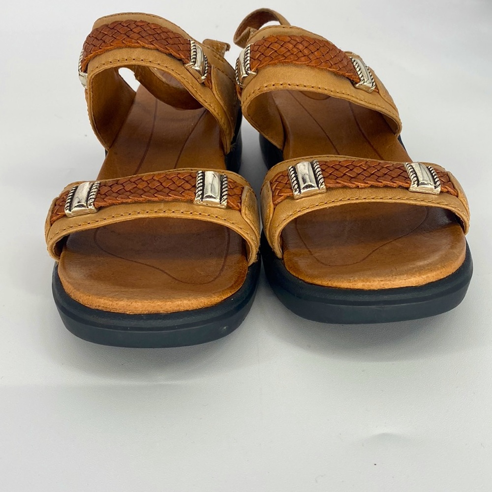Ariat Stinson Camel Leather Heeled Sandals with Braided Detail Size 8 - Picture 2 of 13
